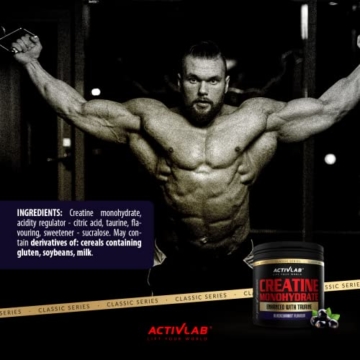 Activlab Creatine Monohydrate,300g,50 Portionen, Geschmack Schwarze Johannisbeere, Taurin, Kreatin Monohydrat, Kraft, Ausdauer, Pulver, Bodybuilder und Sportler,3xLabor getestet, nklusive Messbecher - 4