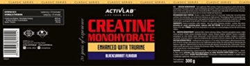 Activlab Creatine Monohydrate,300g,50 Portionen, Geschmack Schwarze Johannisbeere, Taurin, Kreatin Monohydrat, Kraft, Ausdauer, Pulver, Bodybuilder und Sportler,3xLabor getestet, nklusive Messbecher - 8