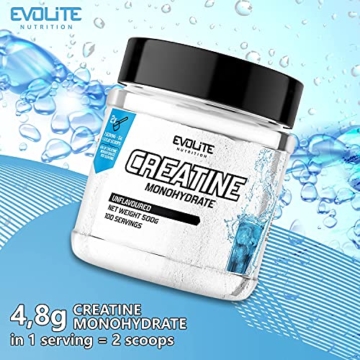 Evolite Nutrition Creatin Monohydrat 500 g - Flavour Kreatin Pulver - Creatine Monohydrate Pulver wie Pre Workout Booster - Kreatin Monohydrat - Geschmackspulver ohne Kalorien mit Taurin - 3