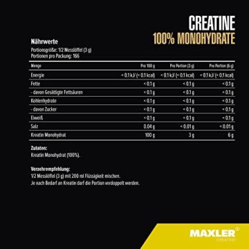 MAXLER 100% Creatine Monohydrate, 500g, Geschmacksneutral, Vegan, Kreatin Monohydrat, Creatin Pulver - 4